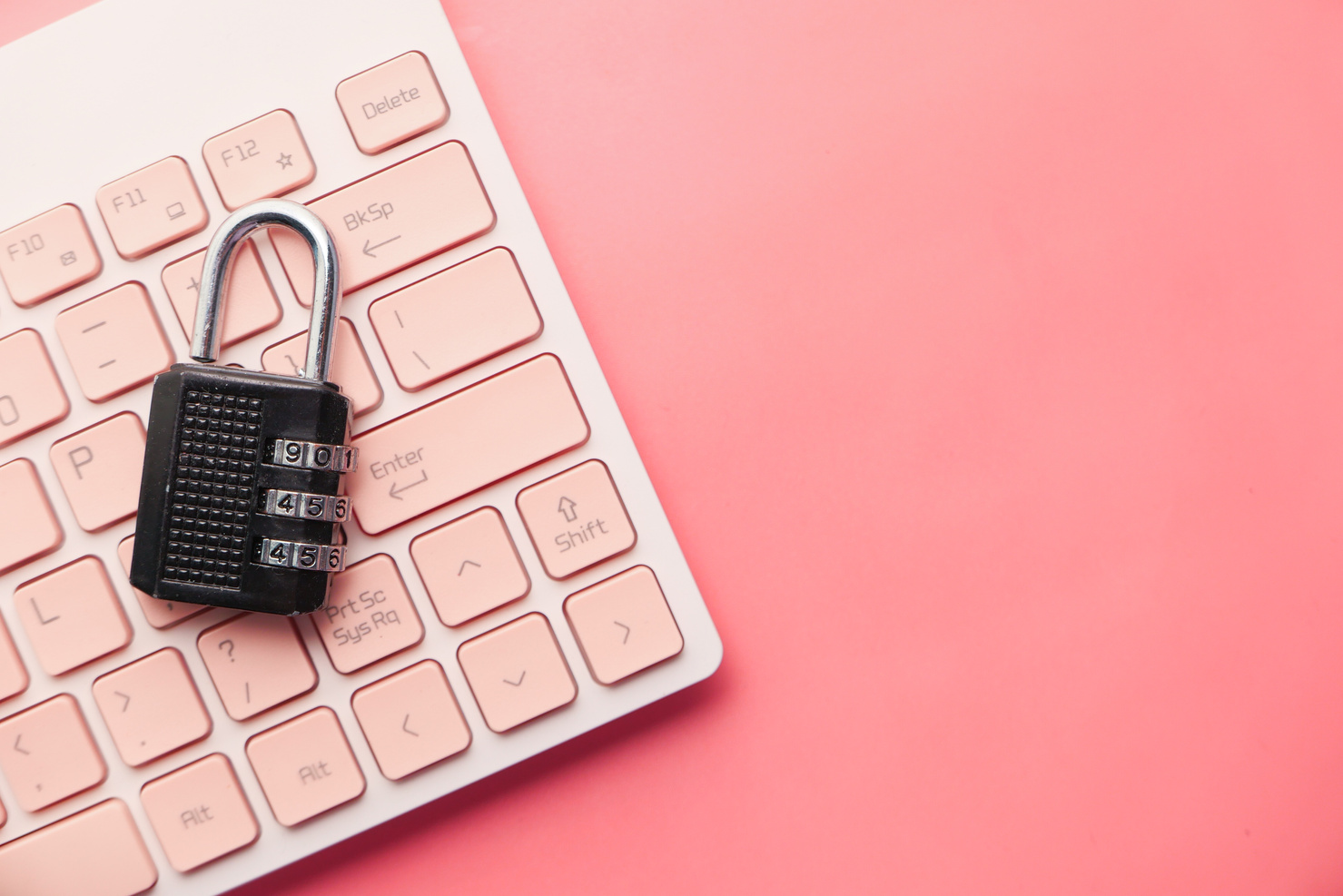 Internet Safety Concept with Padlocked on Computer Keyboard